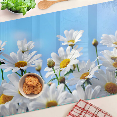 Szklana deska do krojenia Kwiaty stokrotek na niebieskim tle