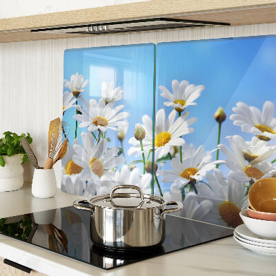 Szklana deska do krojenia Kwiaty stokrotek na niebieskim tle