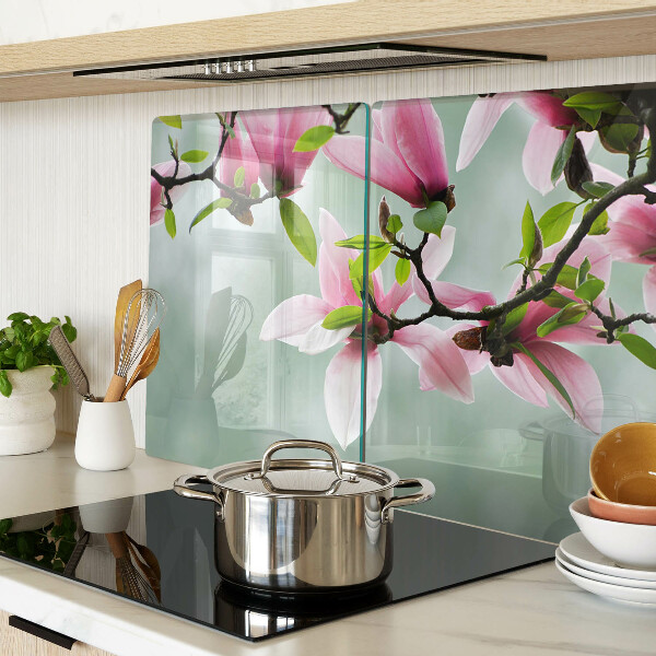 Szklana deska do krojenia Kwiaty magnolii na tle zieleni