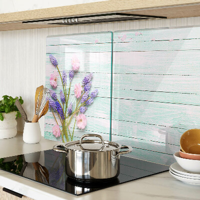 Szklana deska do krojenia Kwiaty na tle drewnianym