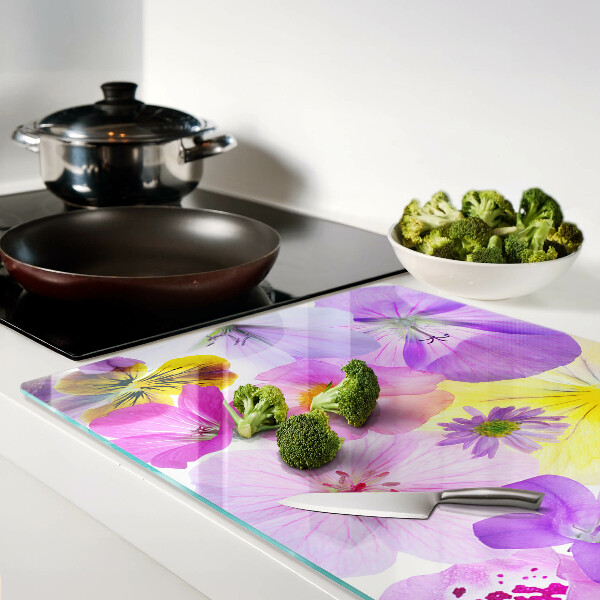 Szklana deska do krojenia Kwiaty w pastelowych kolorach