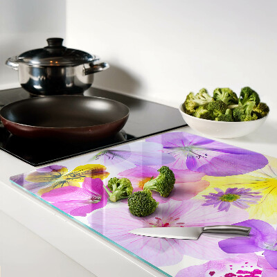 Szklana deska do krojenia Kwiaty w pastelowych kolorach