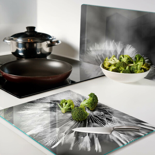 Szklana deska kuchenna Dmuchawce w czerni i bieli