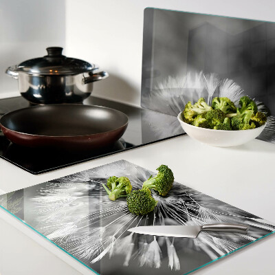 Szklana deska kuchenna Dmuchawce w czerni i bieli