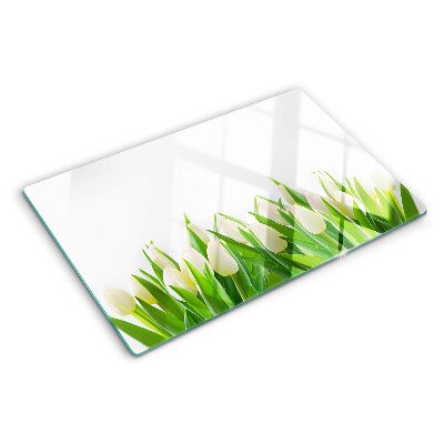 Snijplanken glas Tulpen in het groene gras