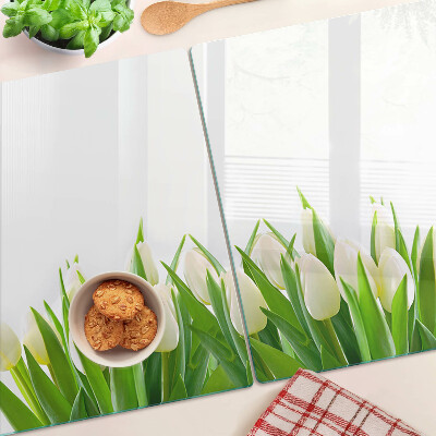 Deska kuchenna szklana Tulipany w zielonej trawie