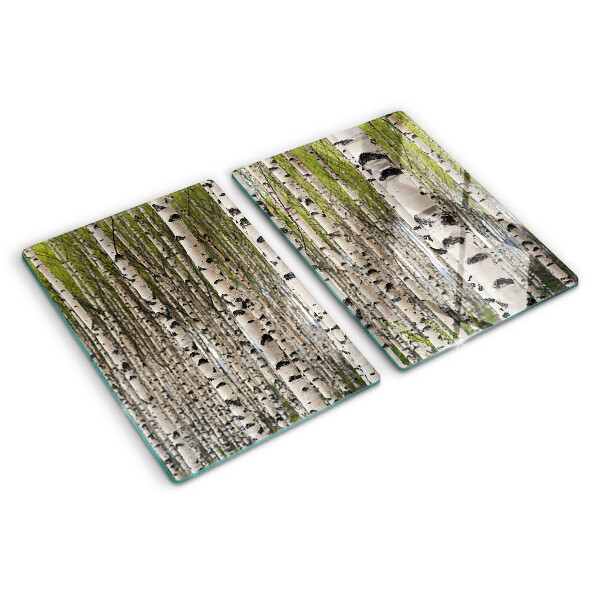 Szklana deska do krojenia Białe brzozy w lesie