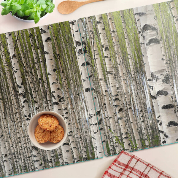 Szklana deska do krojenia Białe brzozy w lesie