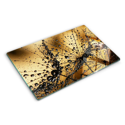 Snijplanken van glas Waterdruppels op de bladeren