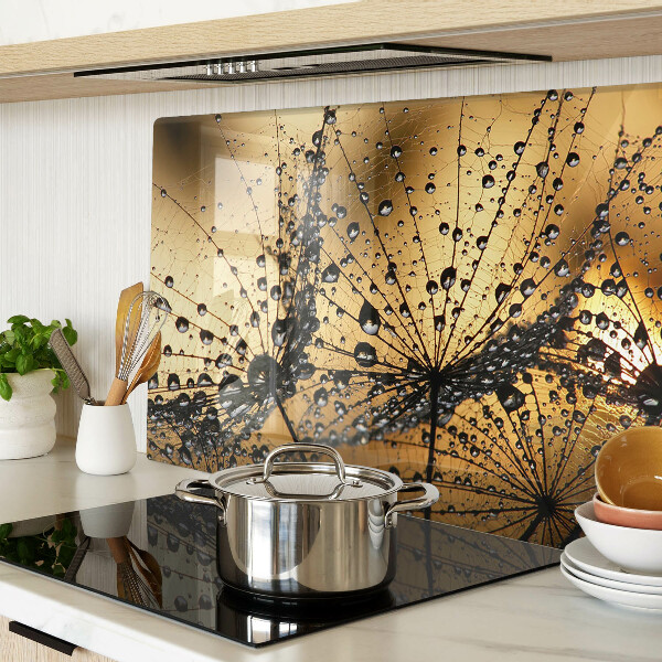 Deska kuchenna szklana Krople wody na liściach