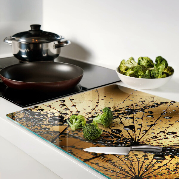 Snijplanken van glas Waterdruppels op de bladeren