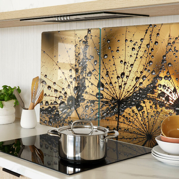 Snijplanken van glas Waterdruppels op de bladeren