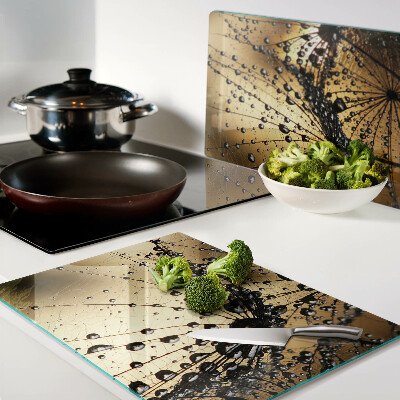 Deska kuchenna szklana Krople wody na liściach