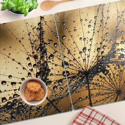 Deska kuchenna szklana Krople wody na liściach