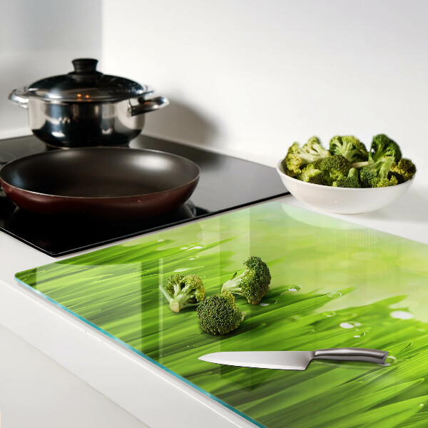 Snijplanken glas Groen gras met waterdruppels