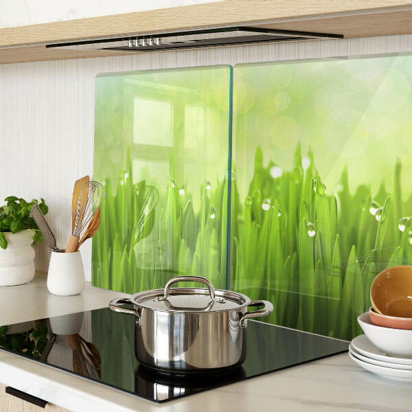 Szklana deska do krojenia Zielona trawa z kroplami wody