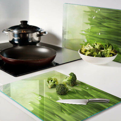 Szklana deska do krojenia Zielona trawa z kroplami wody