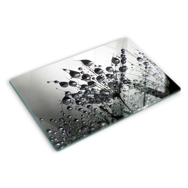 Szklana deska kuchenna Krople wody na roślinach