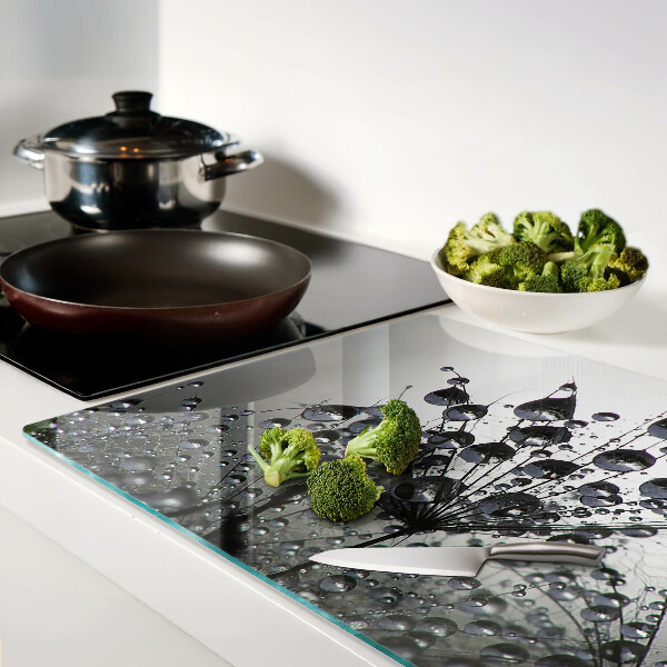 Szklana deska kuchenna Krople wody na roślinach