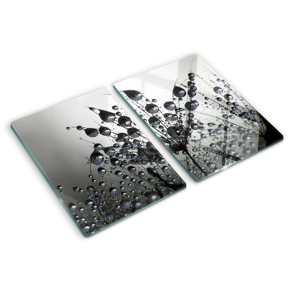 Szklana deska kuchenna Krople wody na roślinach