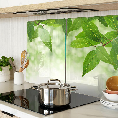 Szklana deska kuchenna Liście na tle rozmytej zieleni
