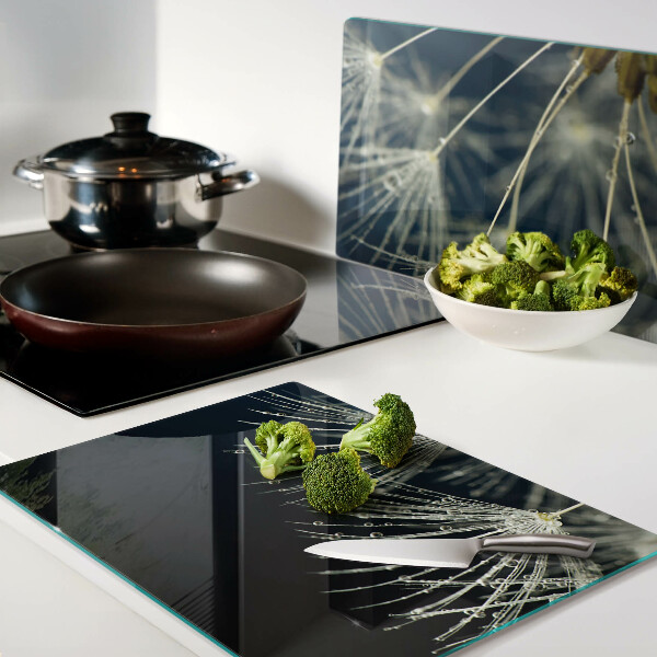 Deska kuchenna szklana Dmuchawce z kroplami wody