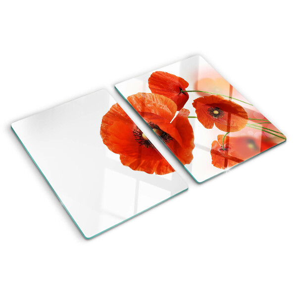 Szklana deska kuchenna Makowe kwiaty w czerwonym kolorze