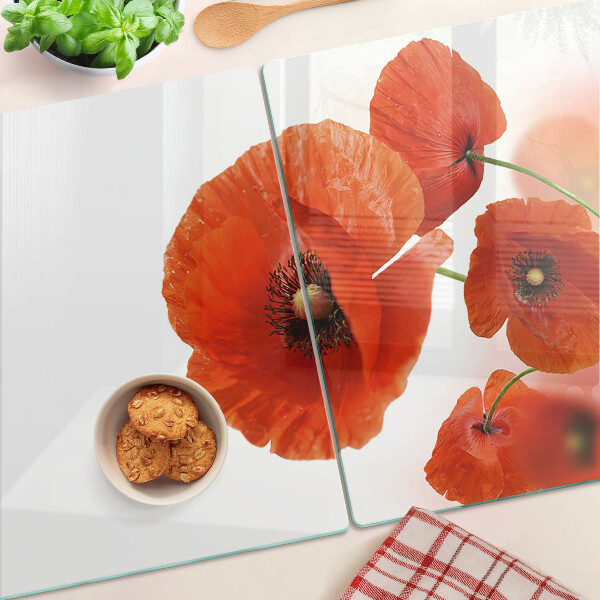 Snijplanken van glas Klaprozen in rode kleur