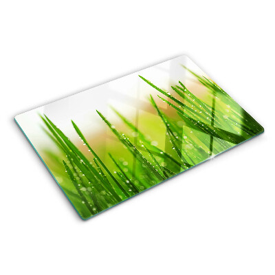 Deska kuchenna szklana Trawa z kroplami wody