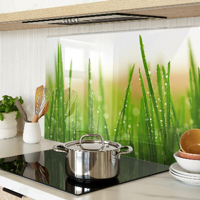 Deska kuchenna szklana Trawa z kroplami wody