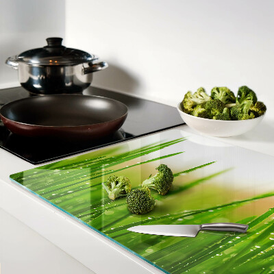 Deska kuchenna szklana Trawa z kroplami wody