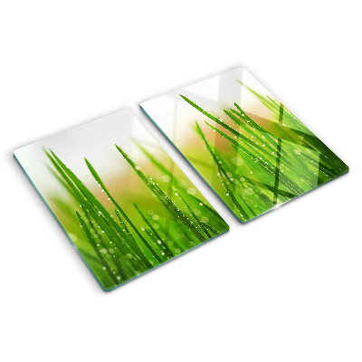 Deska kuchenna szklana Trawa z kroplami wody