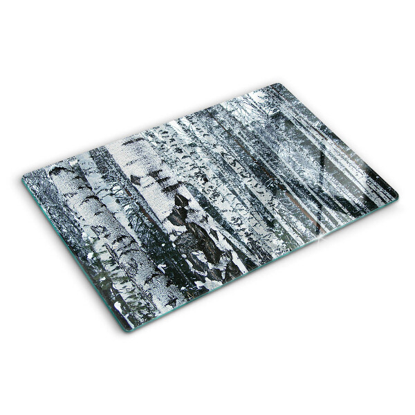 Deska kuchenna szklana Las brzozowy w zimowej scenerii