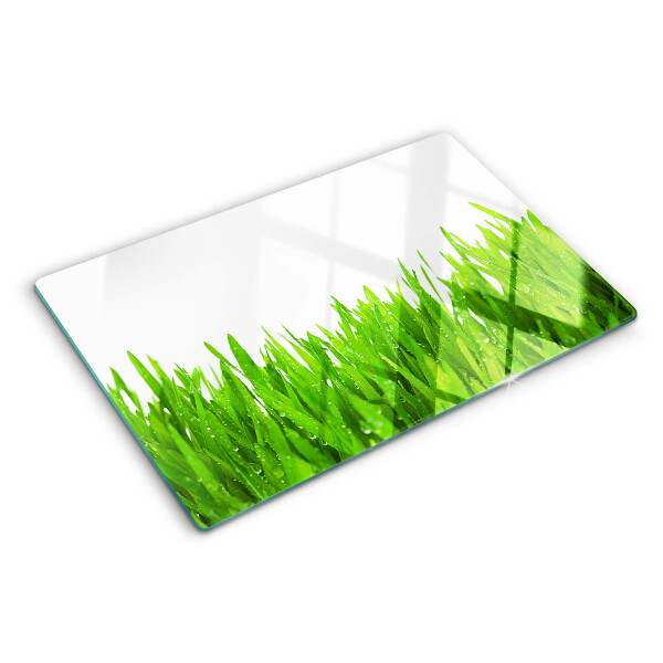 Snijplanken glas Groen gras met waterdruppels