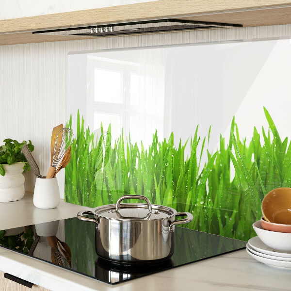 Snijplanken glas Groen gras met waterdruppels