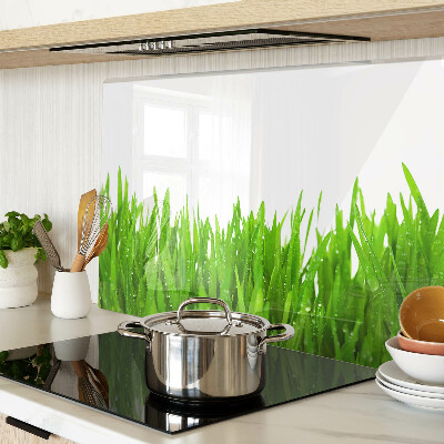 Deska kuchenna szklana Zielona trawa z kroplami wody