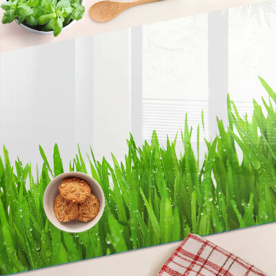 Snijplanken glas Groen gras met waterdruppels
