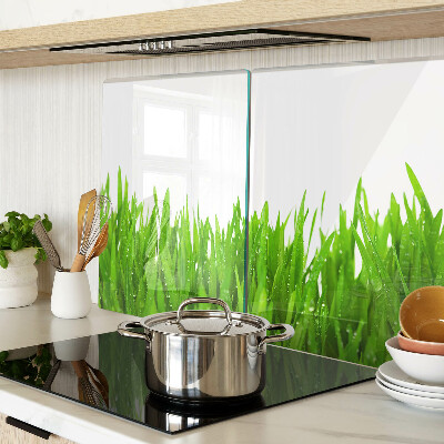 Snijplanken glas Groen gras met waterdruppels