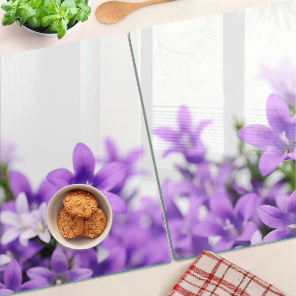 Szklana deska do krojenia Fioletowe kwiaty w tle