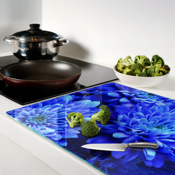 Glazen snijplanken Blauwe chrysantenbloemen