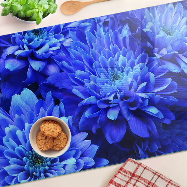 Glazen snijplanken Blauwe chrysantenbloemen