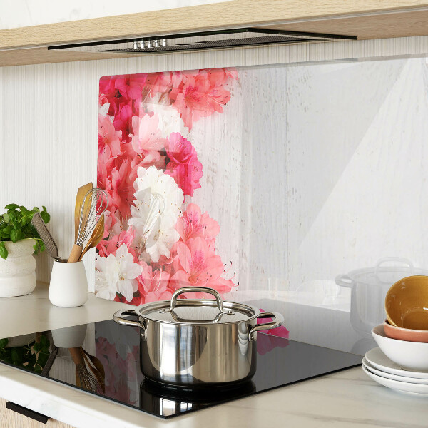 Snijplanken van glas Bloemen in roze en witte tinten.