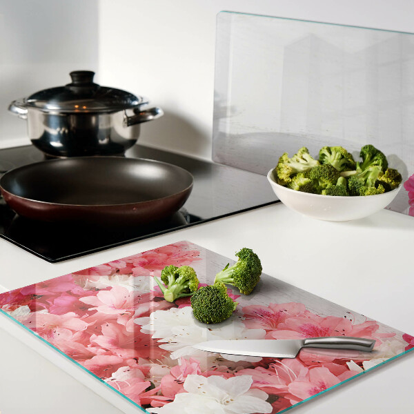 Szklana deska do krojenia Kwiaty w odcieniach różu i bieli
