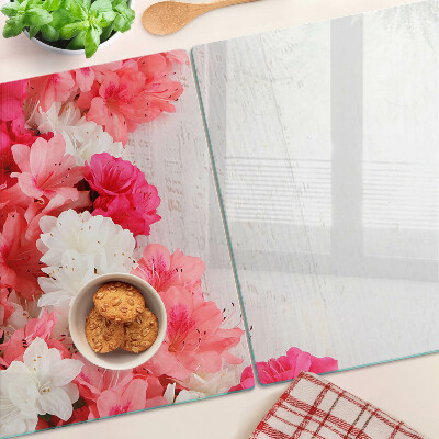 Szklana deska do krojenia Kwiaty w odcieniach różu i bieli