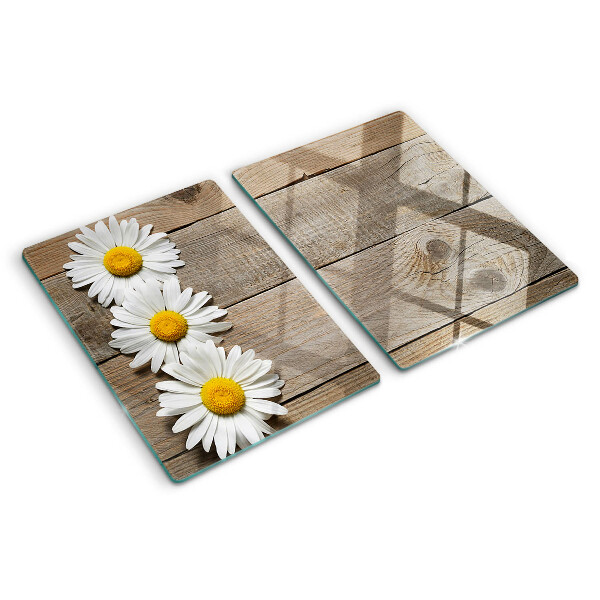 Snijplanken glas Bloemen op een houten achtergrond