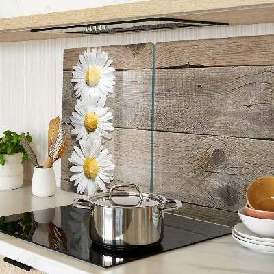 Snijplanken glas Bloemen op een houten achtergrond