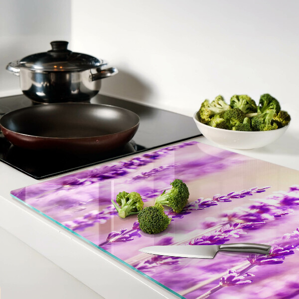 Deska kuchenna szklana Lawendowe kwiaty na tle gradientu