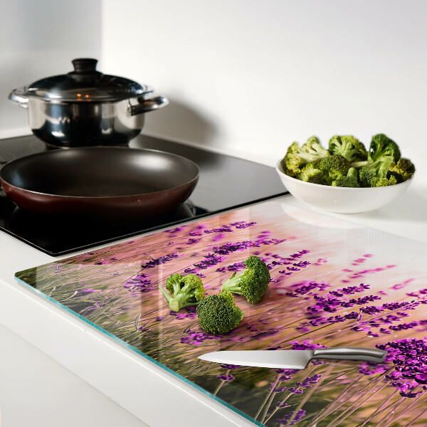 Szklana deska kuchenna Lawendowe pole w promieniach słońca