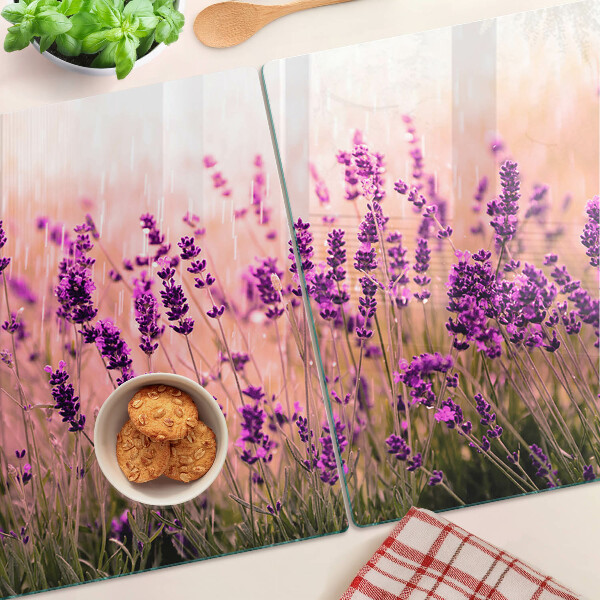 Snijplanken van glas Lavendelveld in de zon