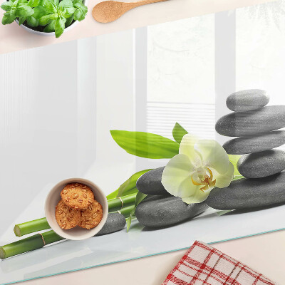 Deska kuchenna szklana Orchidea i kamienie spa